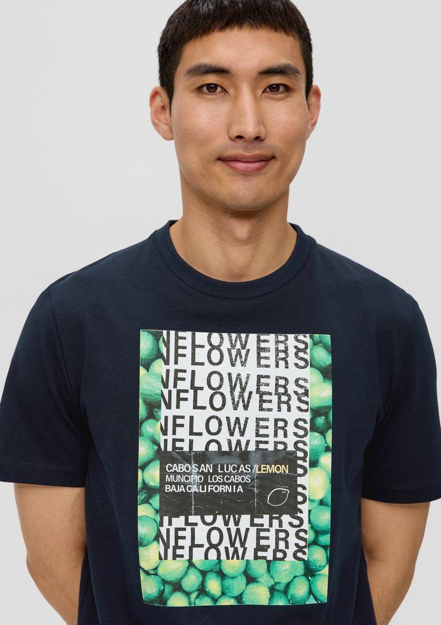 S.Oliver Baumwoll-T-Shirt Mit Crew Neck Und Frontprint