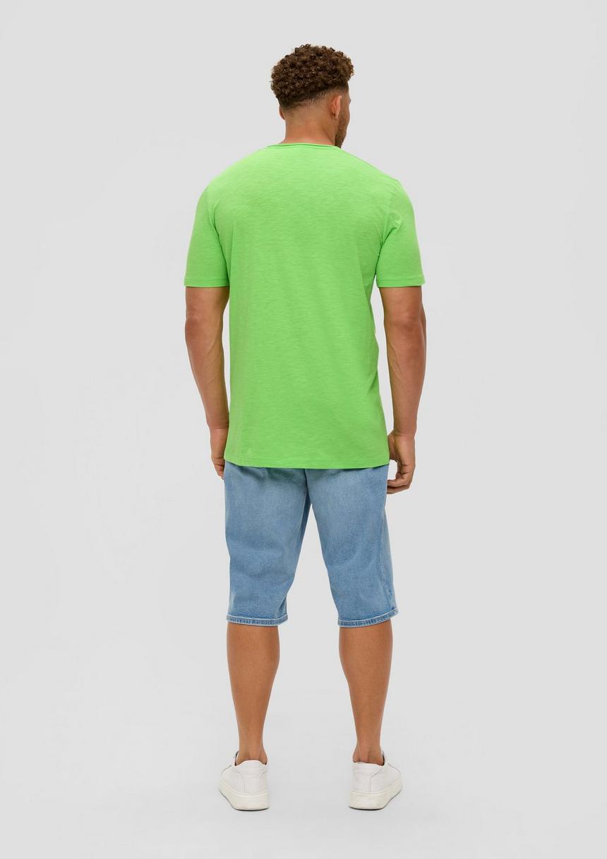 S.Oliver Baumwoll-T-Shirt Mit Flammgarn-Struktur Und Logo-Detail