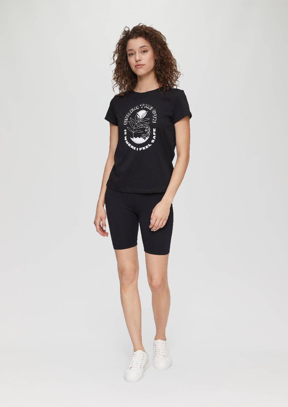 S.Oliver Baumwoll-T-Shirt Mit Frontprint Und Rippblende