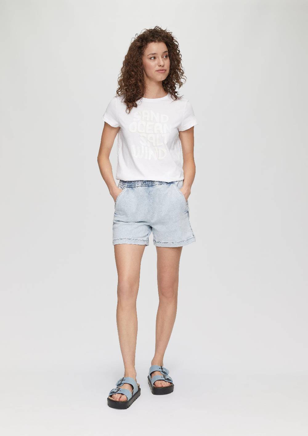 S.Oliver Baumwoll-T-Shirt Mit Frontprint Und Rippblende