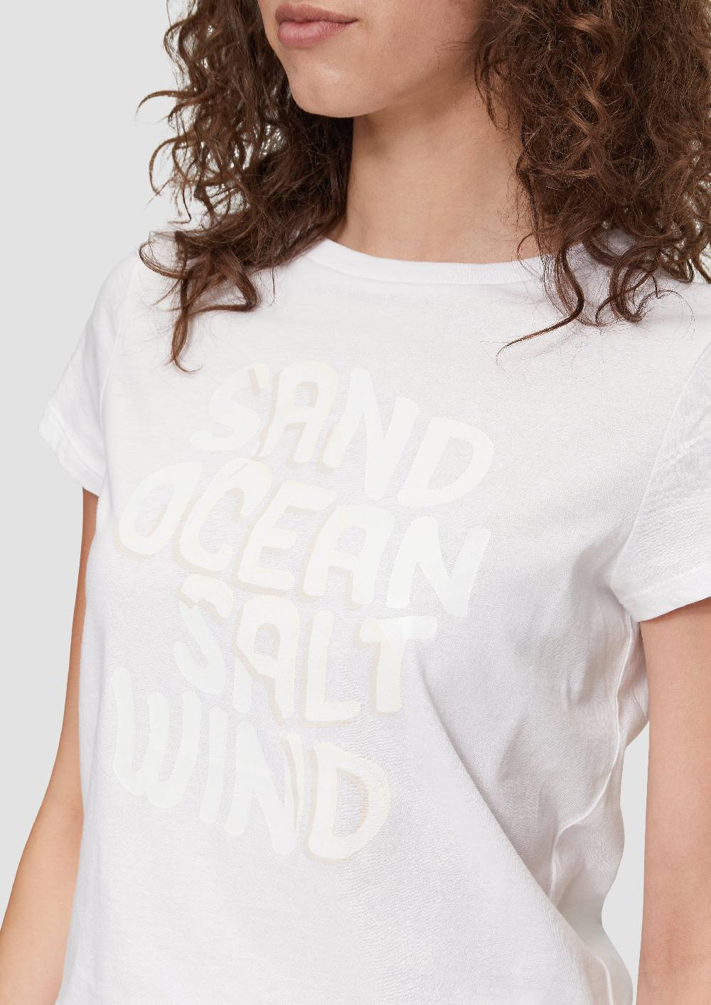 S.Oliver Baumwoll-T-Shirt Mit Frontprint Und Rippblende