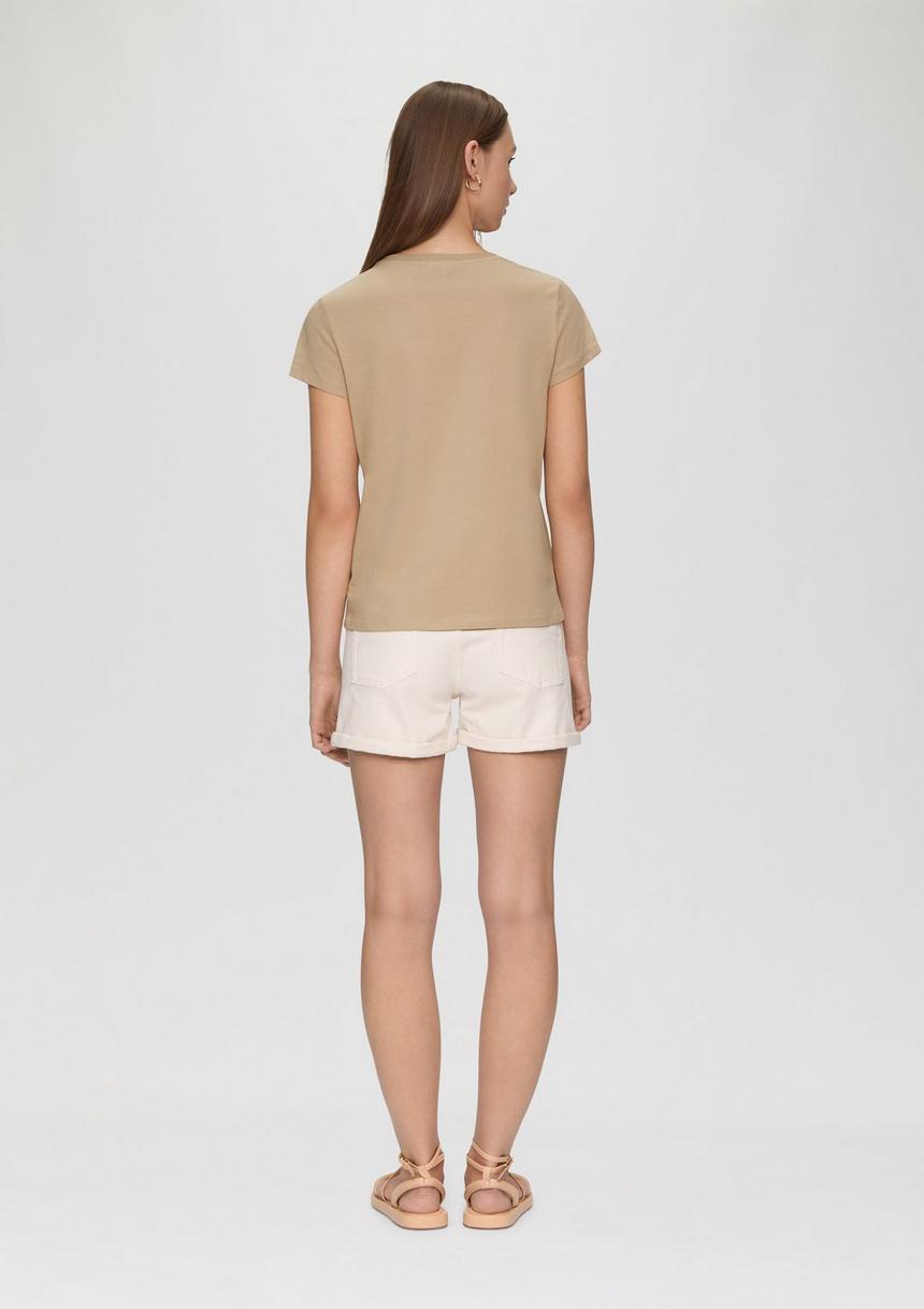 S.Oliver Baumwoll-T-Shirt Mit Frontprint Und Rippblende