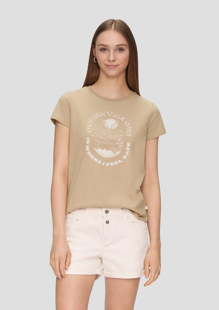 S.Oliver Baumwoll-T-Shirt mit Frontprint und Rippblende