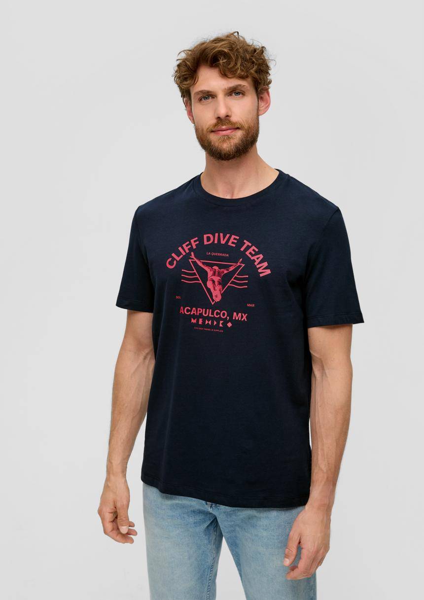 S.Oliver Baumwoll-T-Shirt mit frontseitigem Artwork-Print
