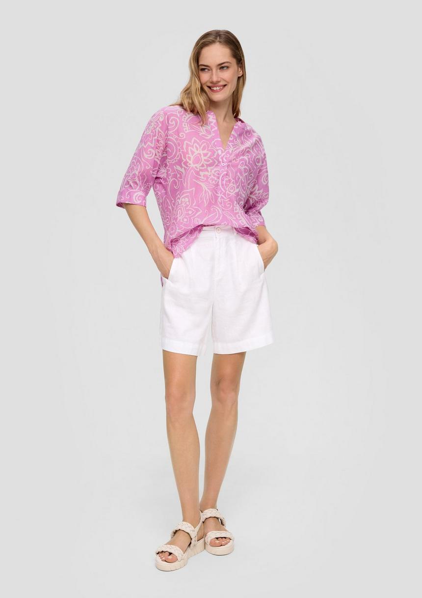 S.Oliver Baumwollbluse Mit Fledermausärmeln Und Floralem All-over-Print