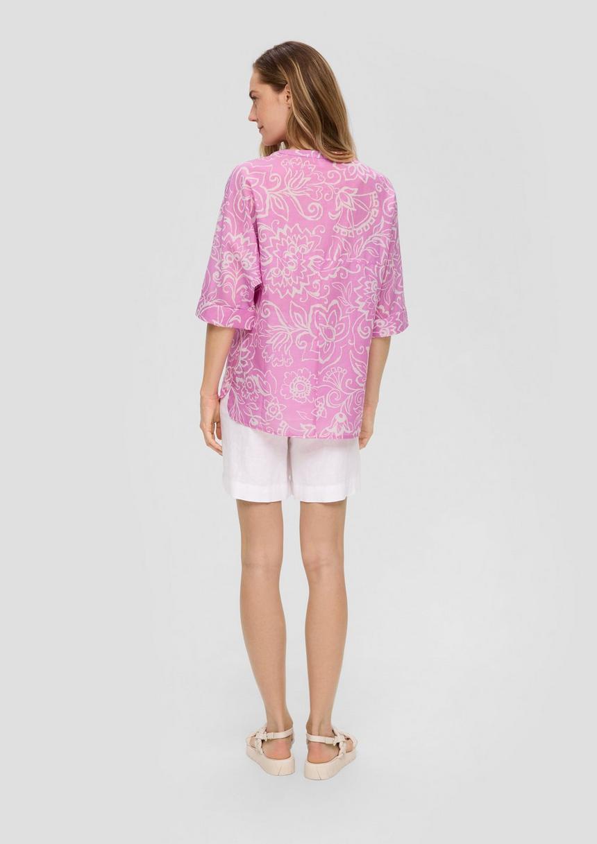 S.Oliver Baumwollbluse Mit Fledermausärmeln Und Floralem All-over-Print