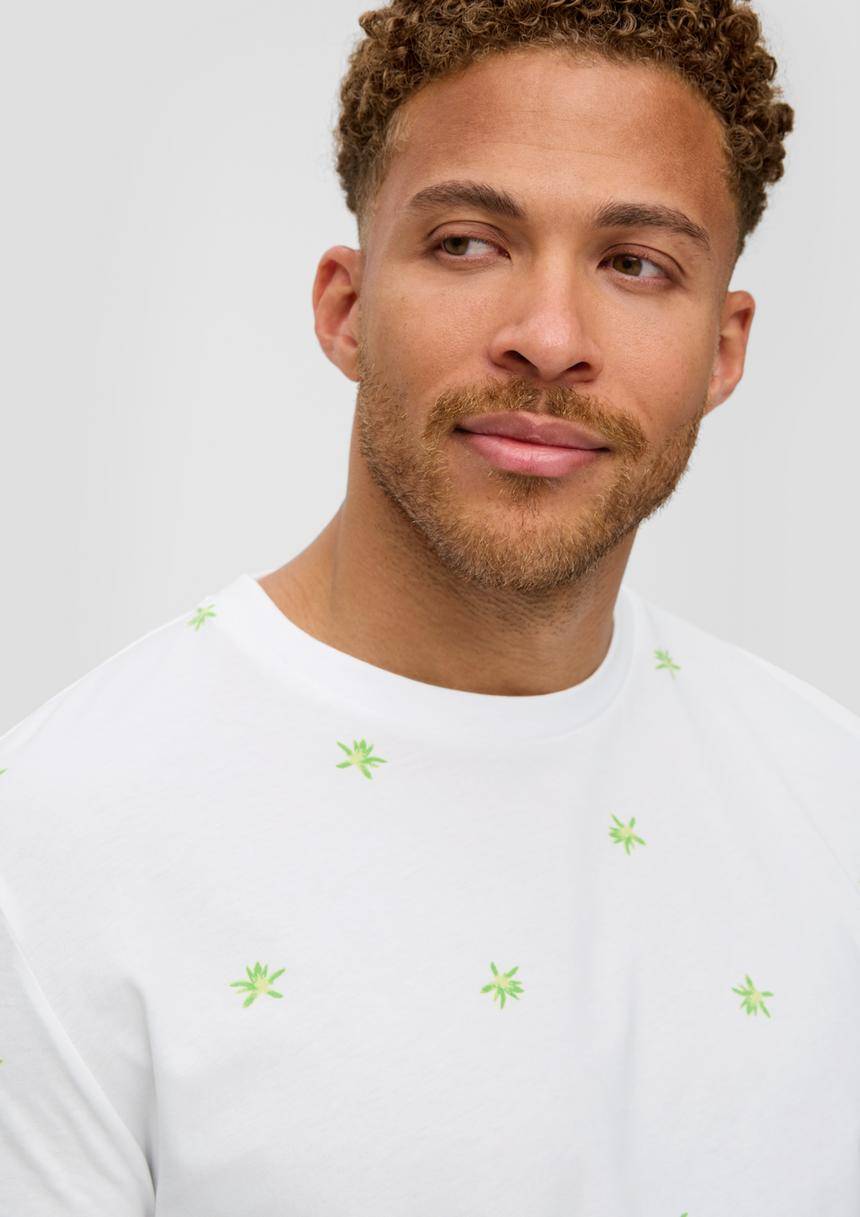S.Oliver Baumwollshirt Mit All-over-Print Und Crew Neck