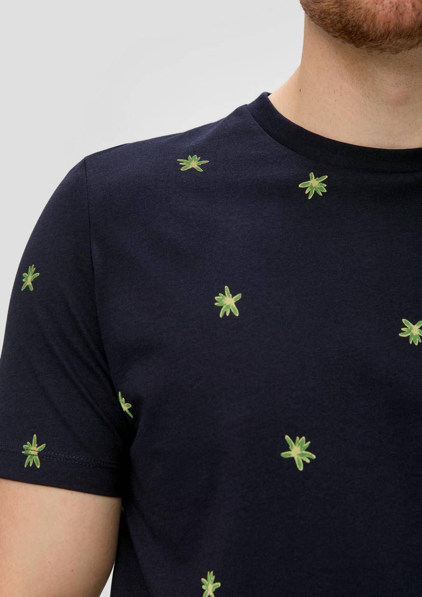 S.Oliver Baumwollshirt Mit All-over-Print Und Crew Neck