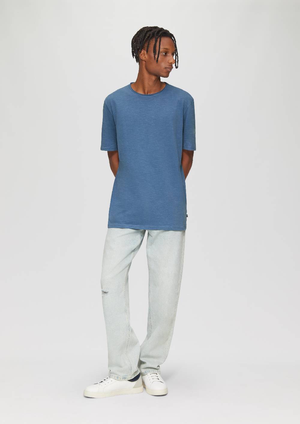 S.Oliver Baumwollshirt Mit Rollkante Und Flammgarnstruktur