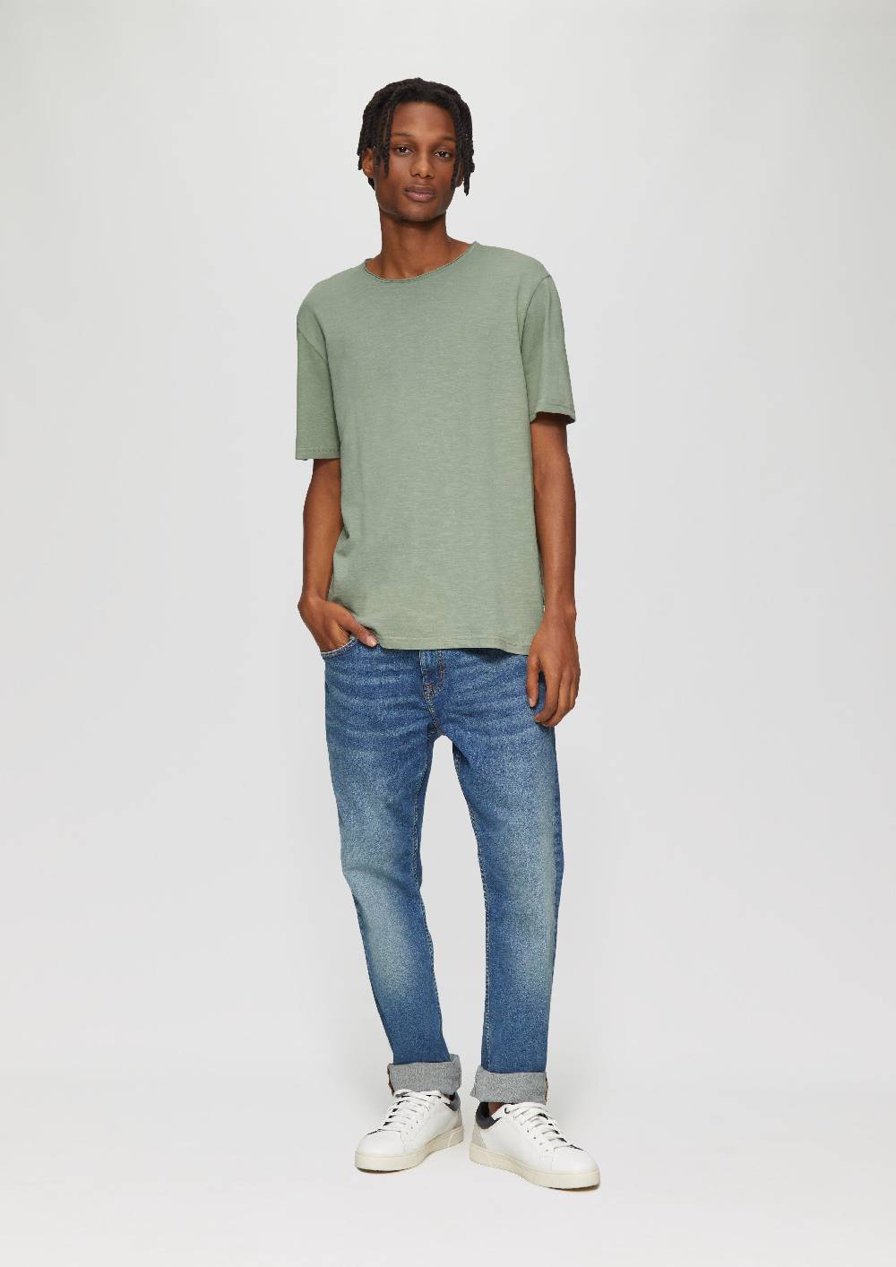 S.Oliver Baumwollshirt Mit Rollkante Und Flammgarnstruktur