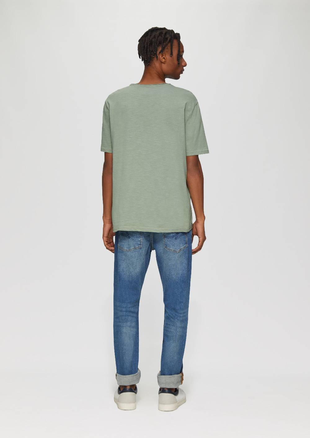 S.Oliver Baumwollshirt Mit Rollkante Und Flammgarnstruktur