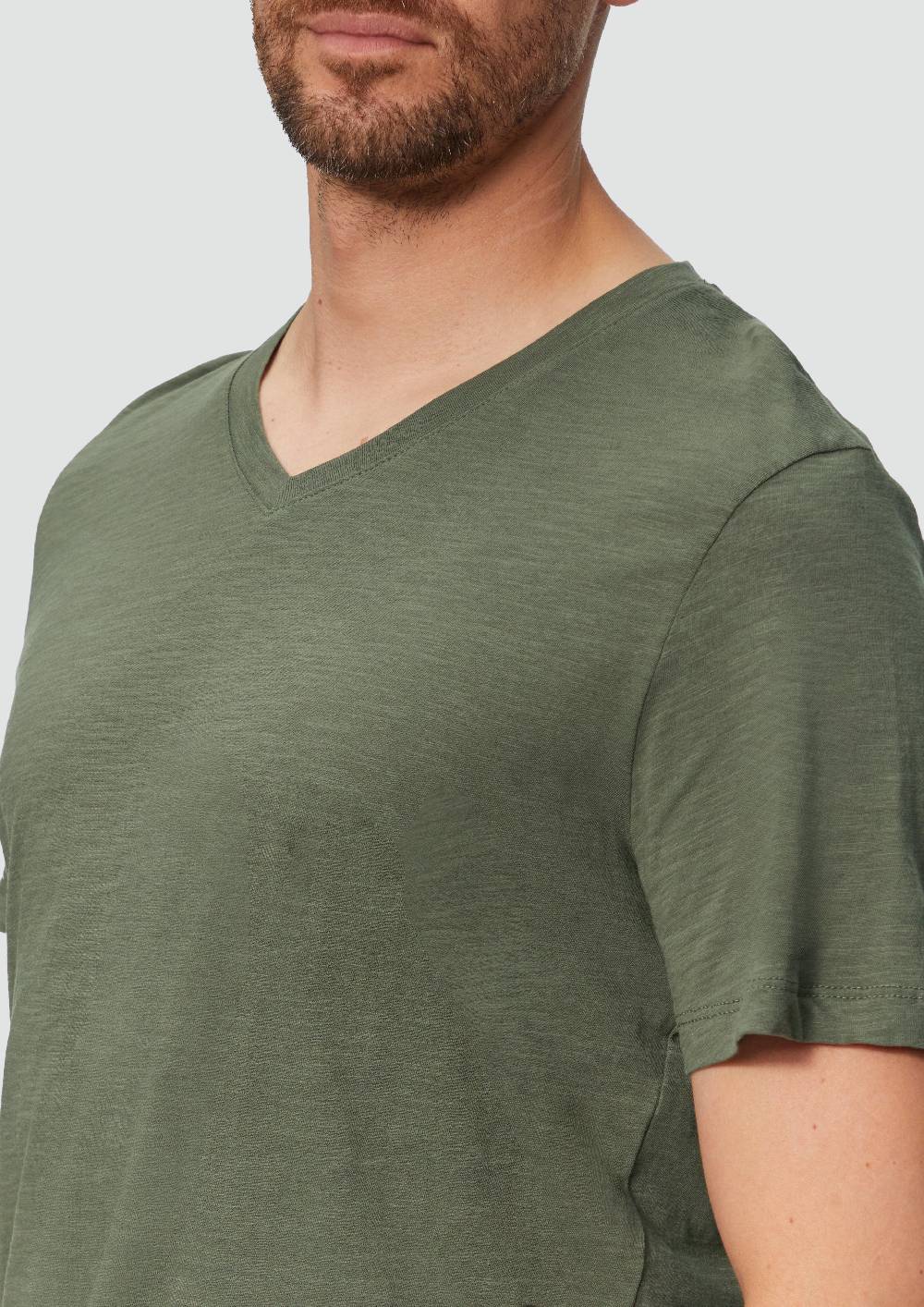 S.Oliver Baumwollshirt Mit V-Ausschnitt Und Flammgarnstruktur