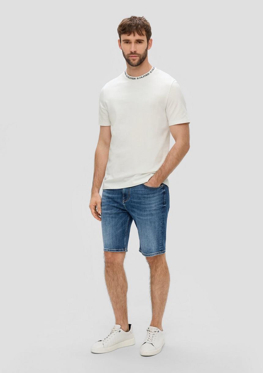 S.Oliver Baumwollstretch-Shirt Mit Schriftprintkragen