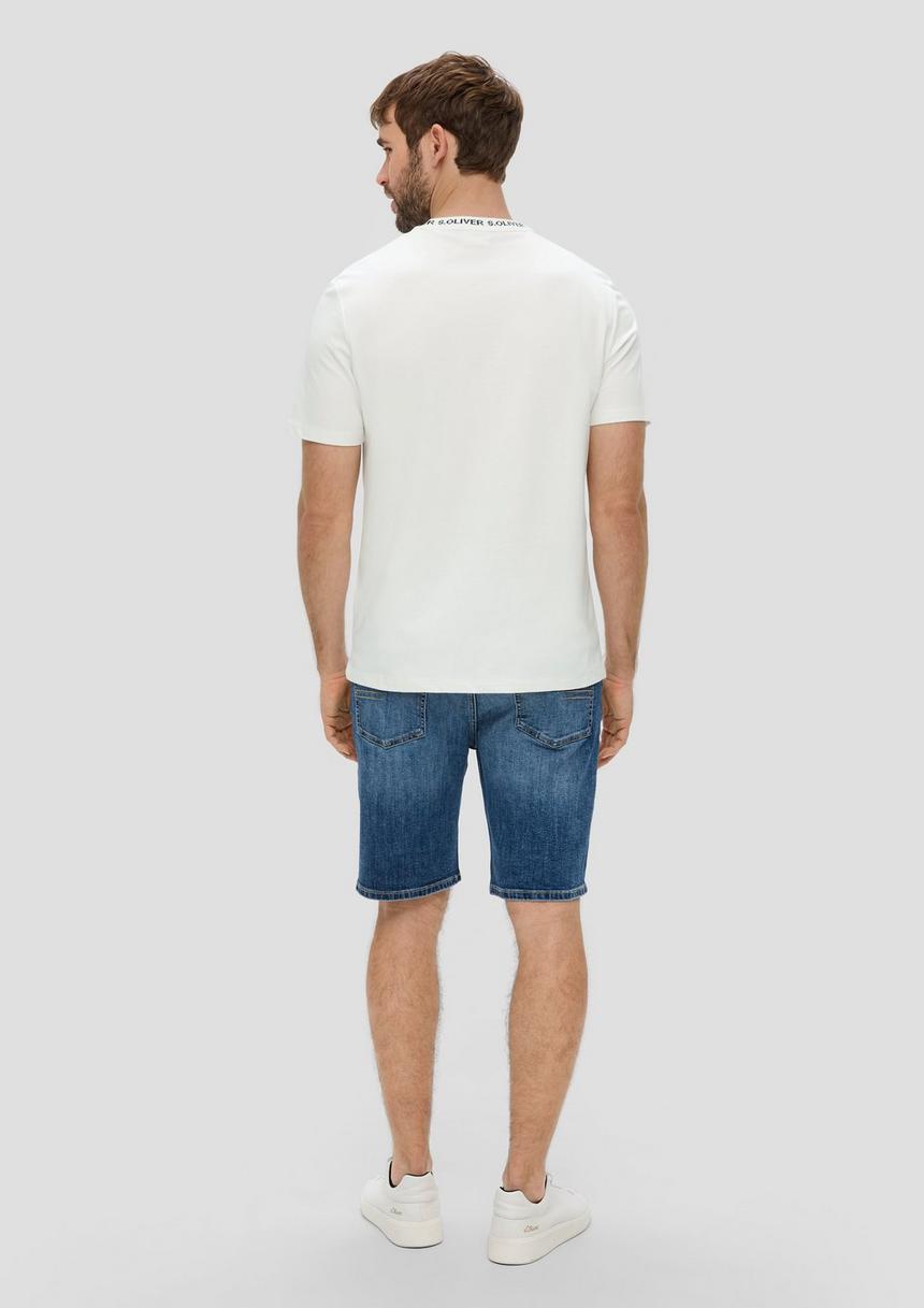 S.Oliver Baumwollstretch-Shirt Mit Schriftprintkragen