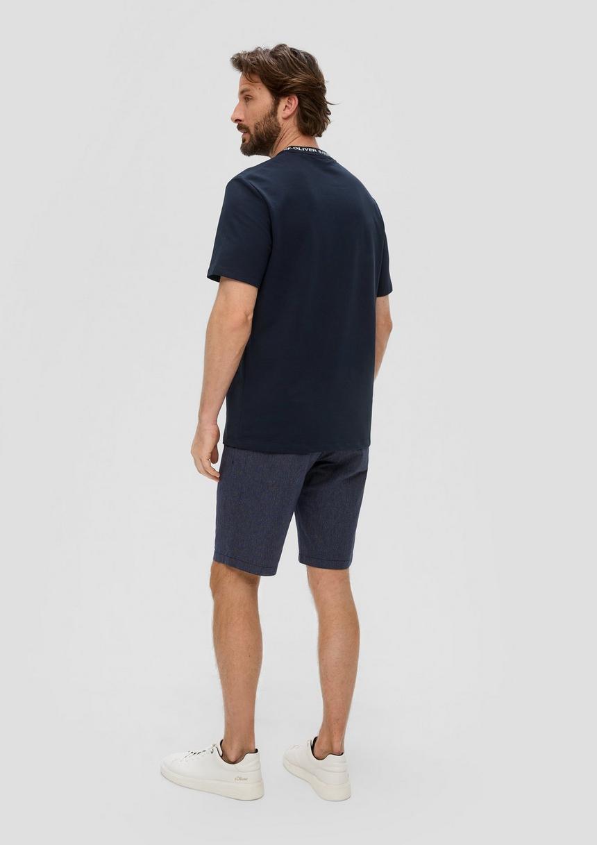 S.Oliver Baumwollstretch-Shirt Mit Schriftprintkragen