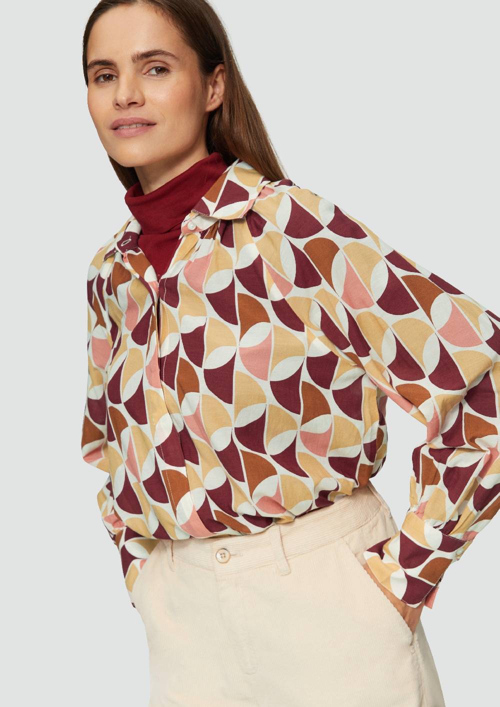 S.Oliver Bluse Im Relaxed Fit Und Raffung Am Kragen