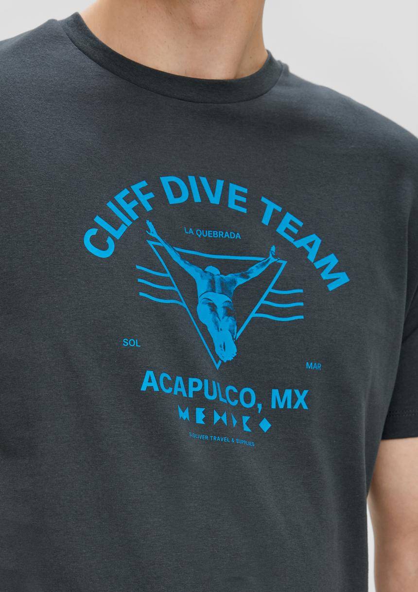 S.Oliver Crew-Neck-Shirt Mit Frontprint Aus Baumwoll-Jersey