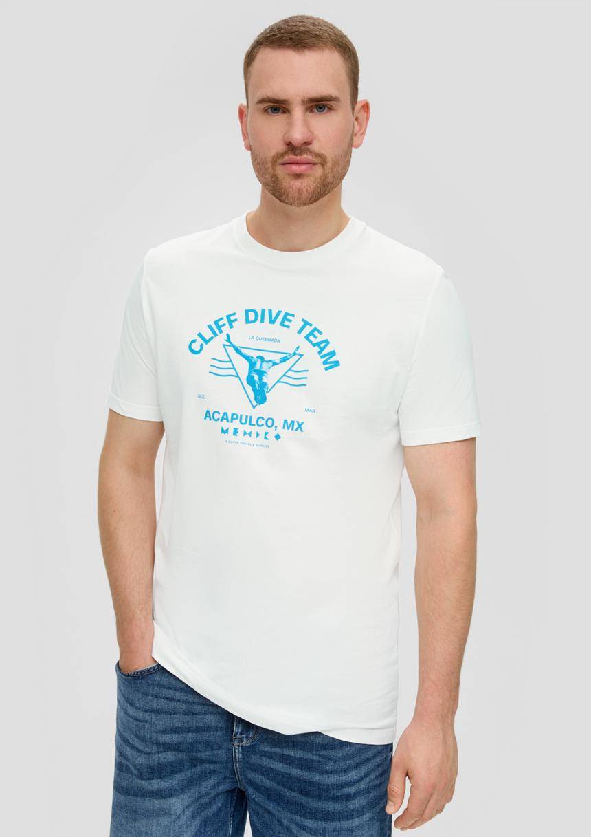 S.Oliver Crew-Neck-Shirt mit Frontprint aus Baumwoll-Jersey