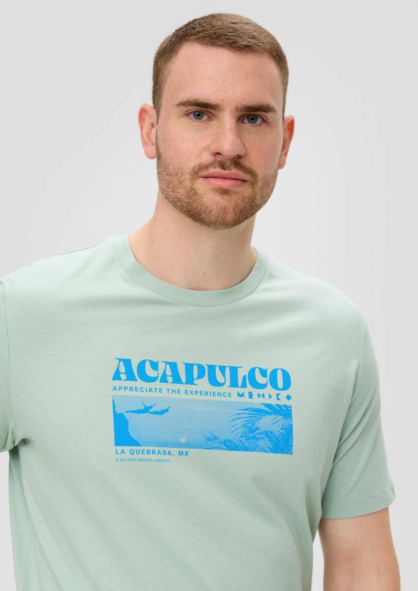 S.Oliver Crew-Neck-Shirt Mit Frontprint Aus Baumwoll-Jersey