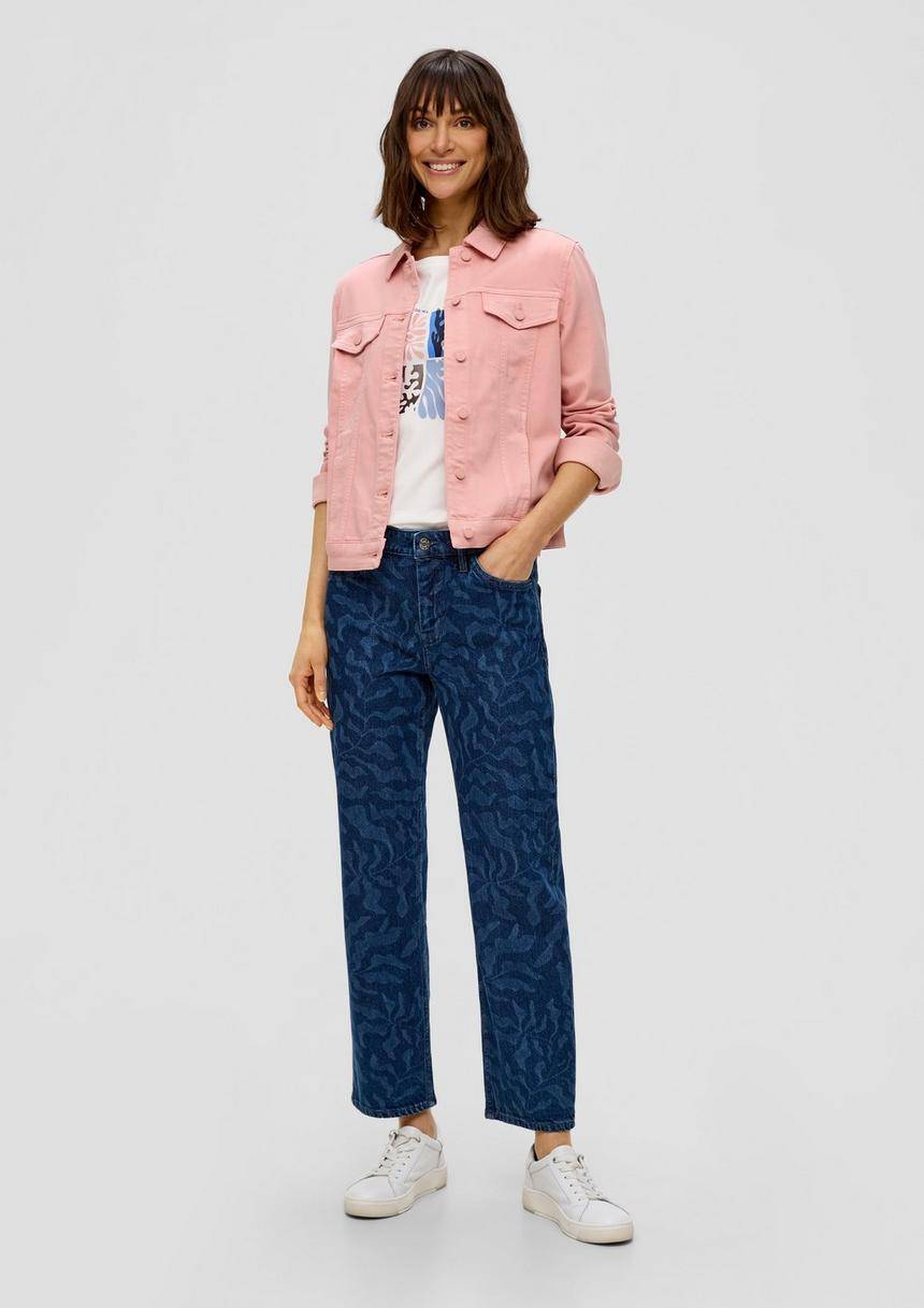 S.Oliver Cropped Jeans Karolin / Regular Fit / Mid Rise / Straight Leg / All-over-Muster