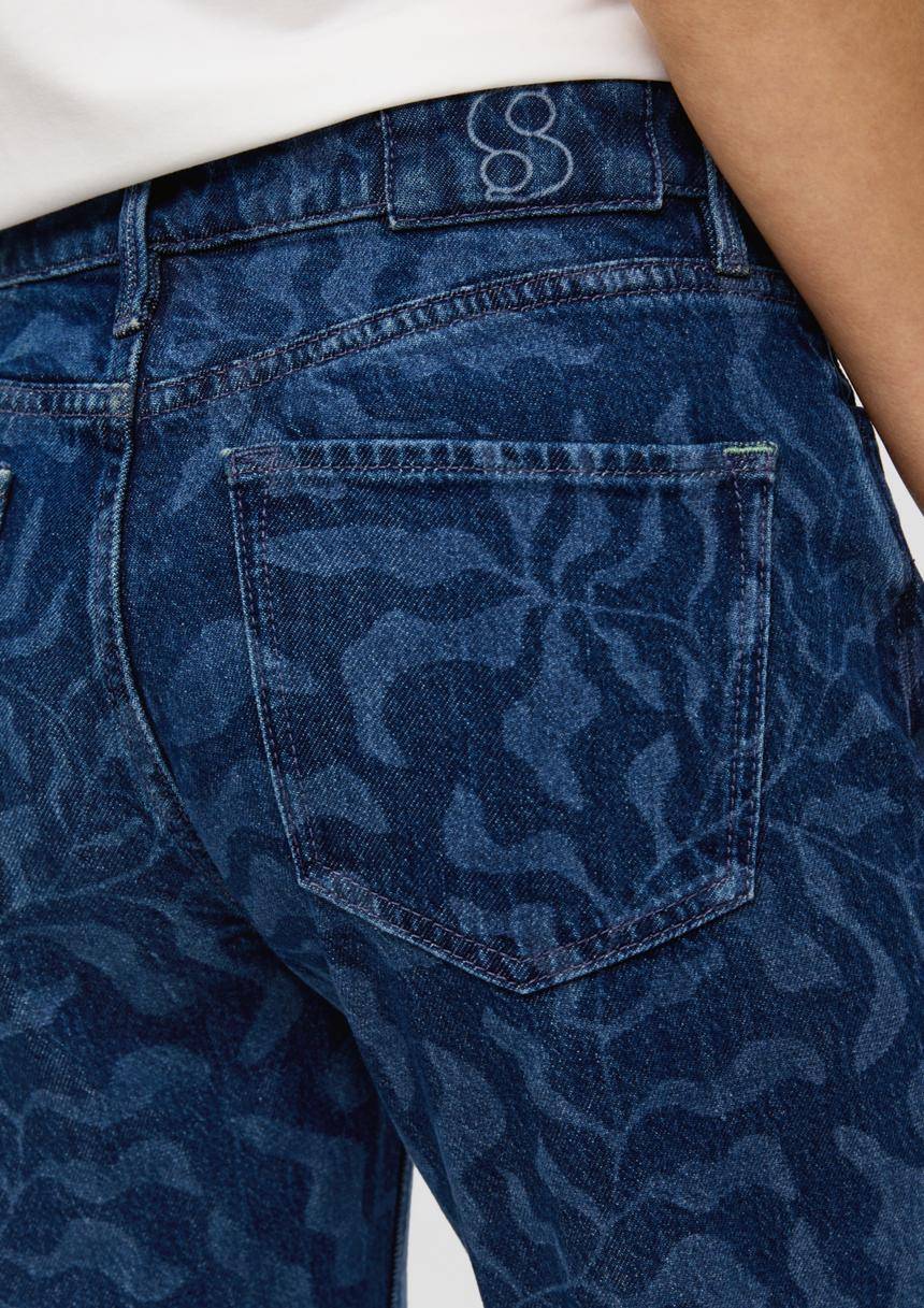 S.Oliver Cropped Jeans Karolin / Regular Fit / Mid Rise / Straight Leg / All-over-Muster