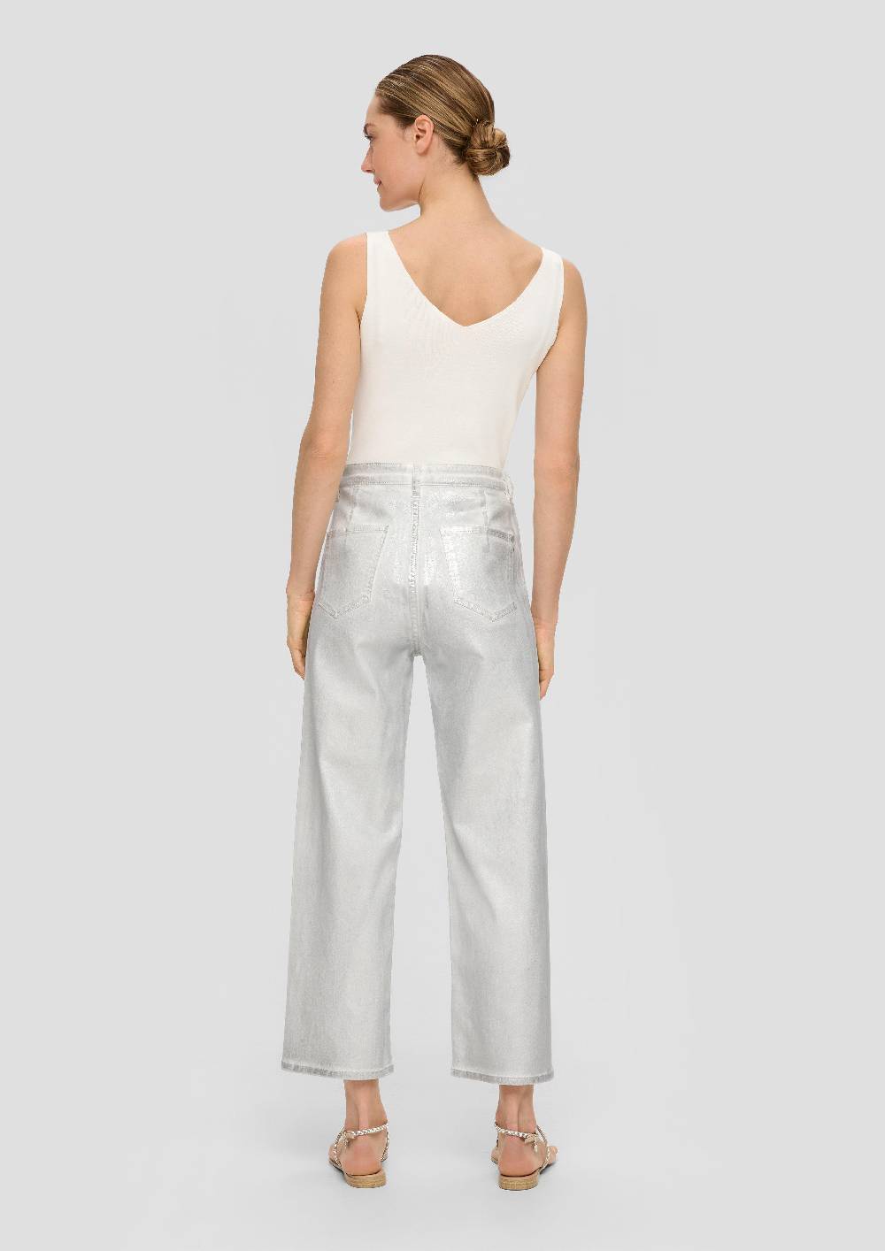S.Oliver Cropped-Jeans Suri / High Rise / Wide Leg / Aus Foil Coated Denim
