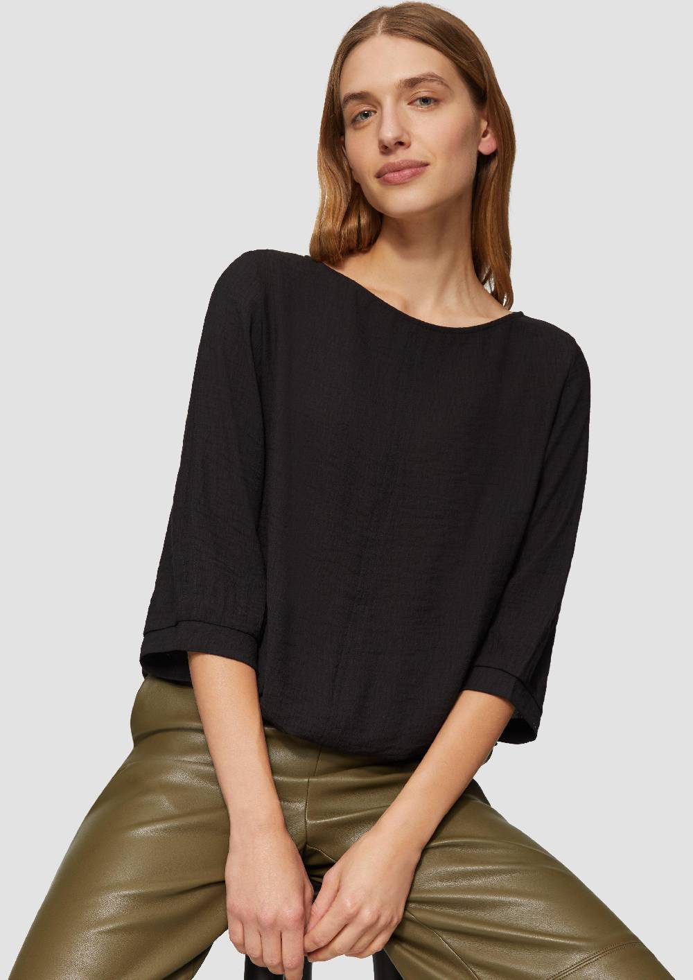 S.Oliver Fabricmix-Shirt Im Relaxed Fit Mit Weitem Ärmel