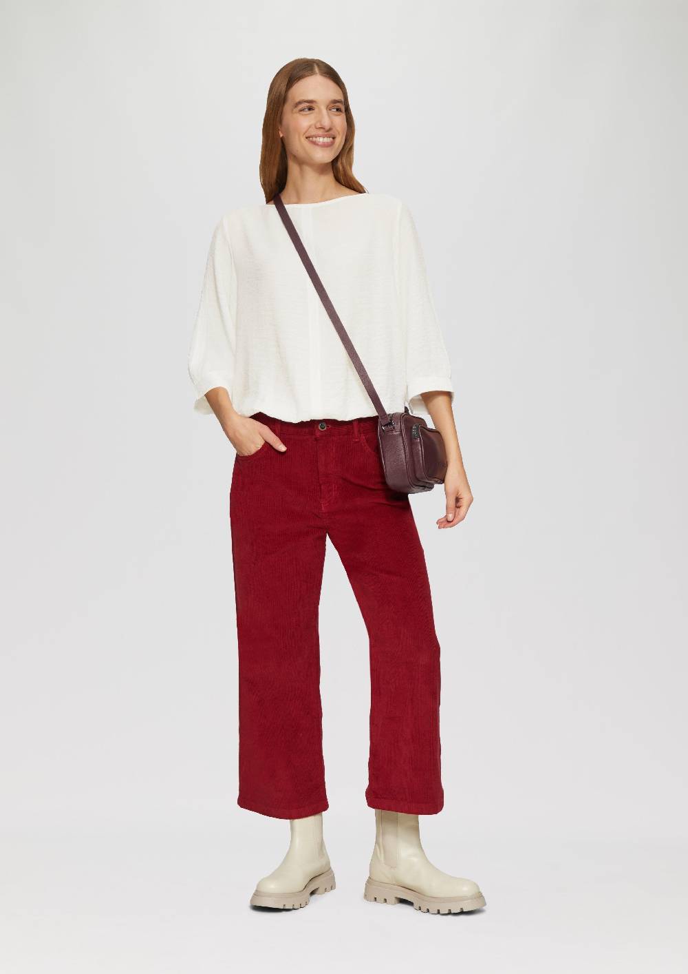 S.Oliver Fabricmix-Shirt Im Relaxed Fit Mit Weitem Ärmel