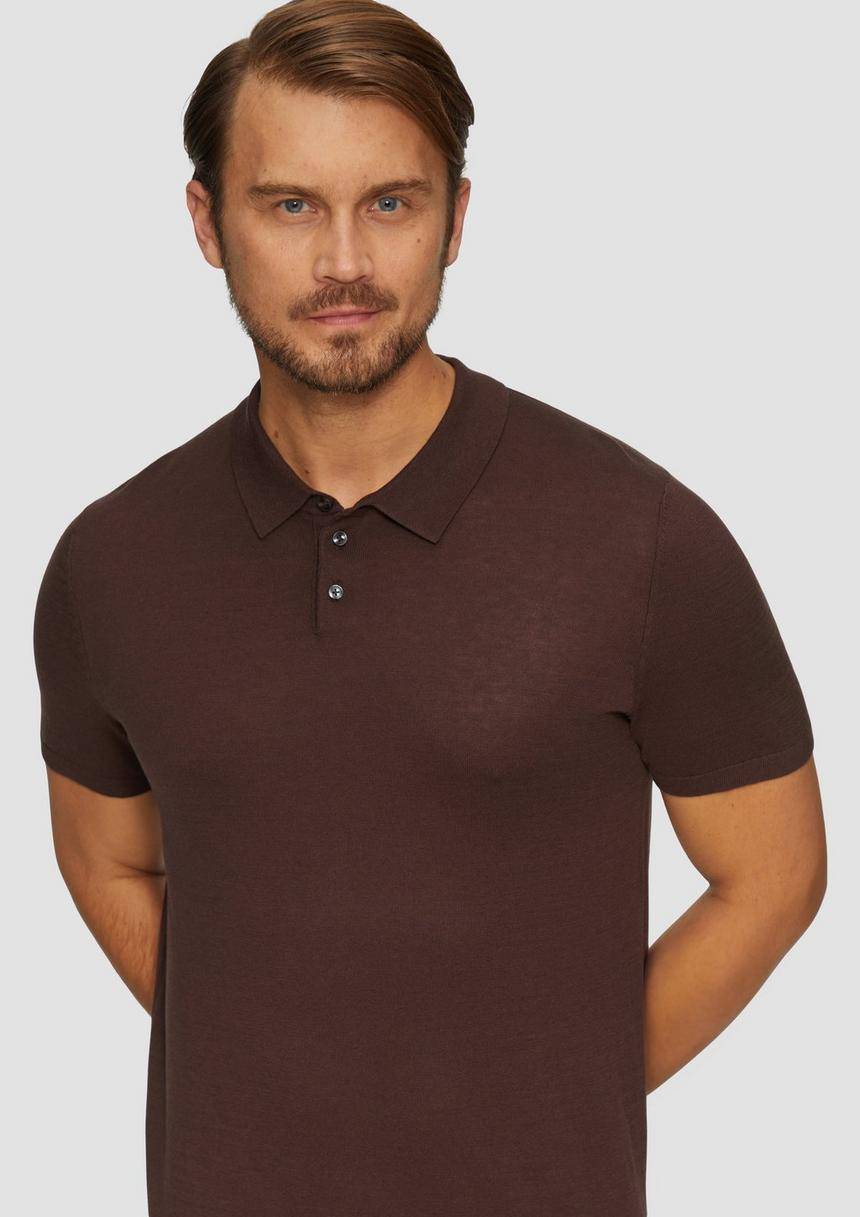 S.Oliver Feinstrick-Poloshirt Aus Baumwoll-Seide-Mix