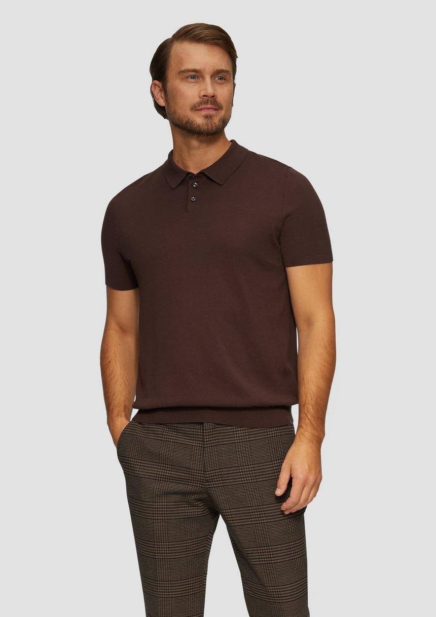 S.Oliver Feinstrick-Poloshirt aus Baumwoll-Seide-Mix