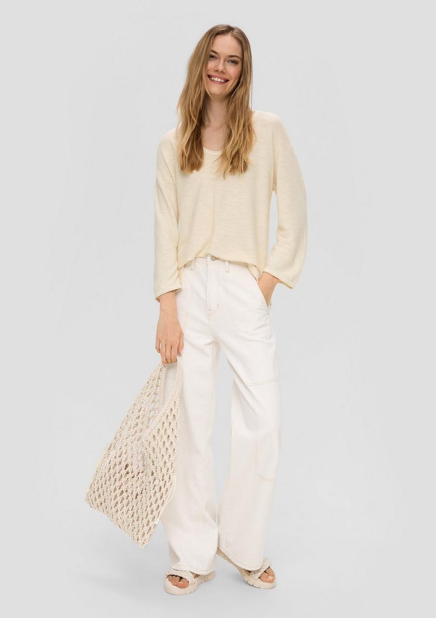 S.Oliver Feinstrickpullover Aus Leinenmix Mit U-Boot-Ausschnitt