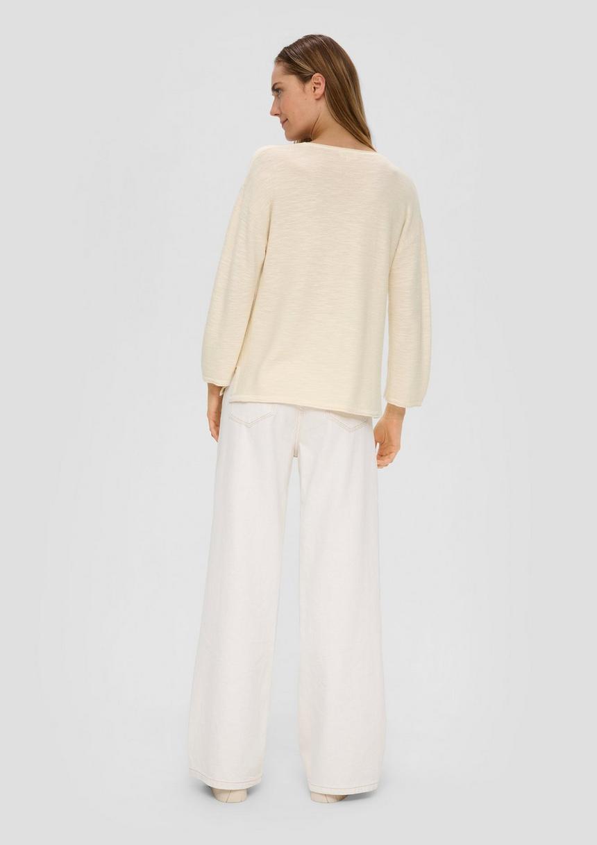 S.Oliver Feinstrickpullover Aus Leinenmix Mit U-Boot-Ausschnitt