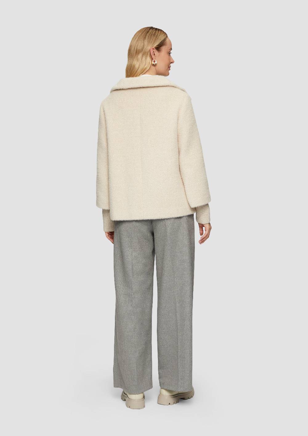 S.Oliver Flauschige Jacke Mit Strickbündchen Am Ärmel