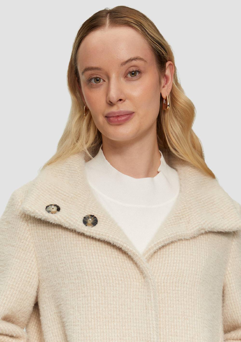 S.Oliver Flauschige Jacke Mit Strickbündchen Am Ärmel