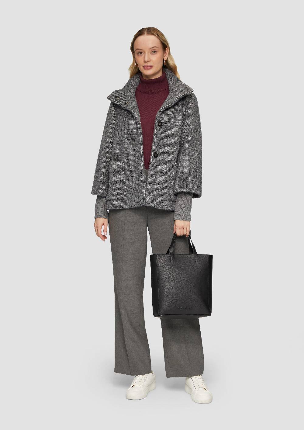 S.Oliver Flauschige Jacke Mit Strickbündchen Am Ärmel