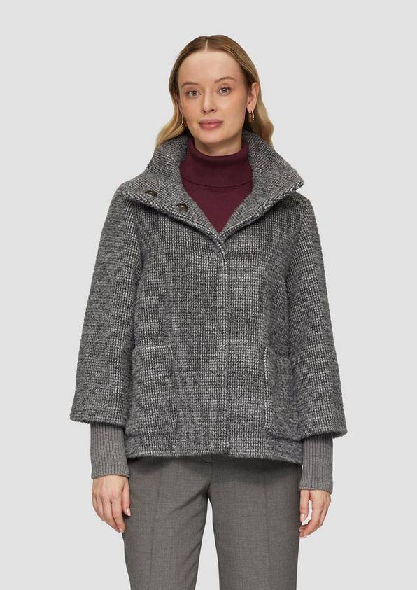 S.Oliver Flauschige Jacke mit Strickbündchen am Ärmel