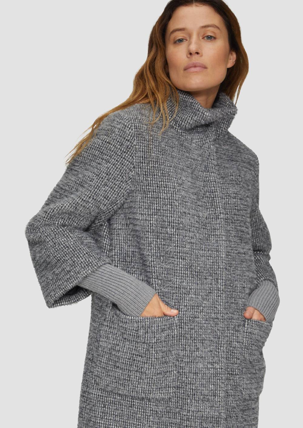 S.Oliver Flauschiger Mantel Mit Strickbündchen Am Ärmel