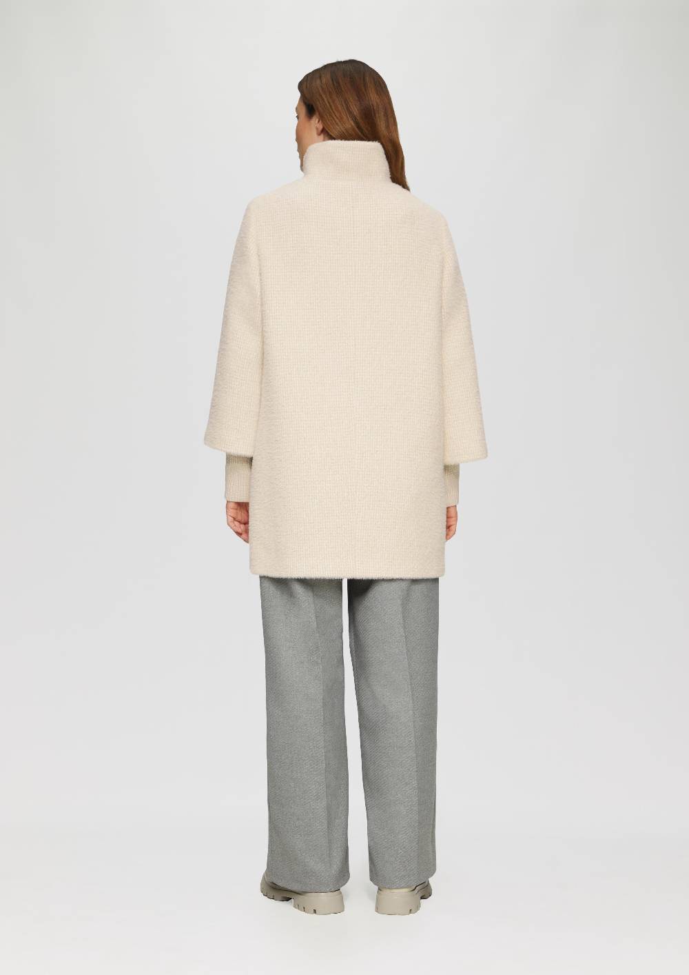 S.Oliver Flauschiger Mantel Mit Strickbündchen Am Ärmel