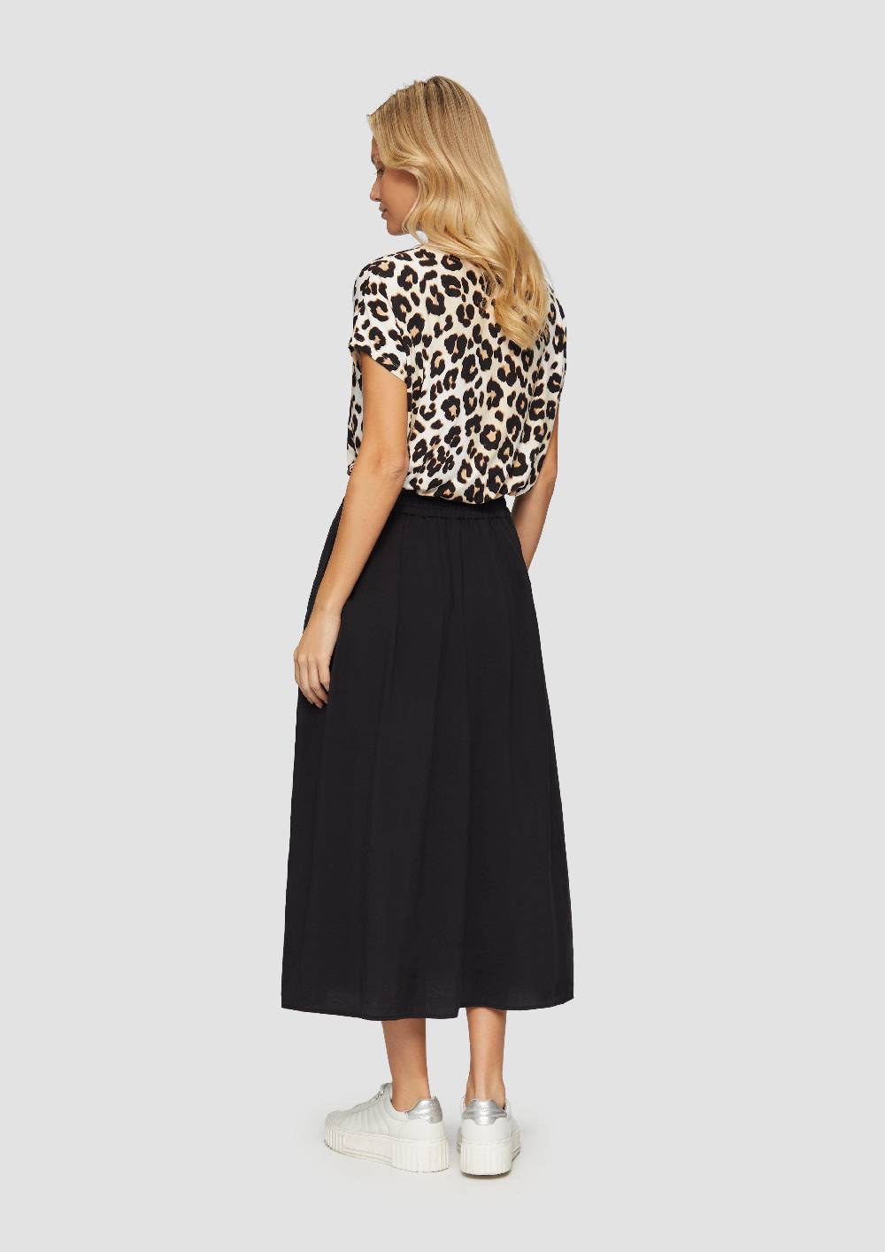 S.Oliver Fließender Midi-Rock Mit Elastikbund Und Seitlichen Eingrifftaschen