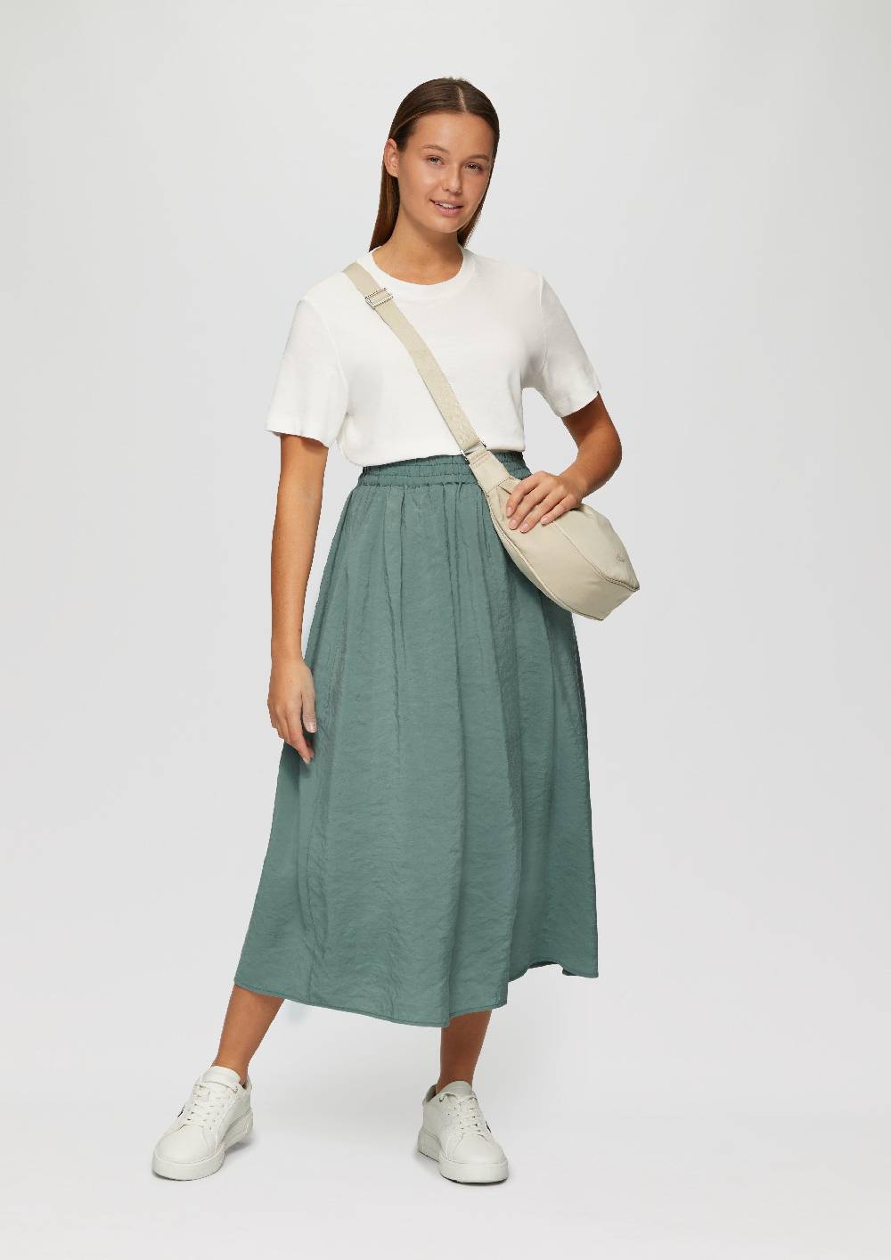 S.Oliver Fließender Midi-Rock Mit Elastikbund Und Seitlichen Eingrifftaschen