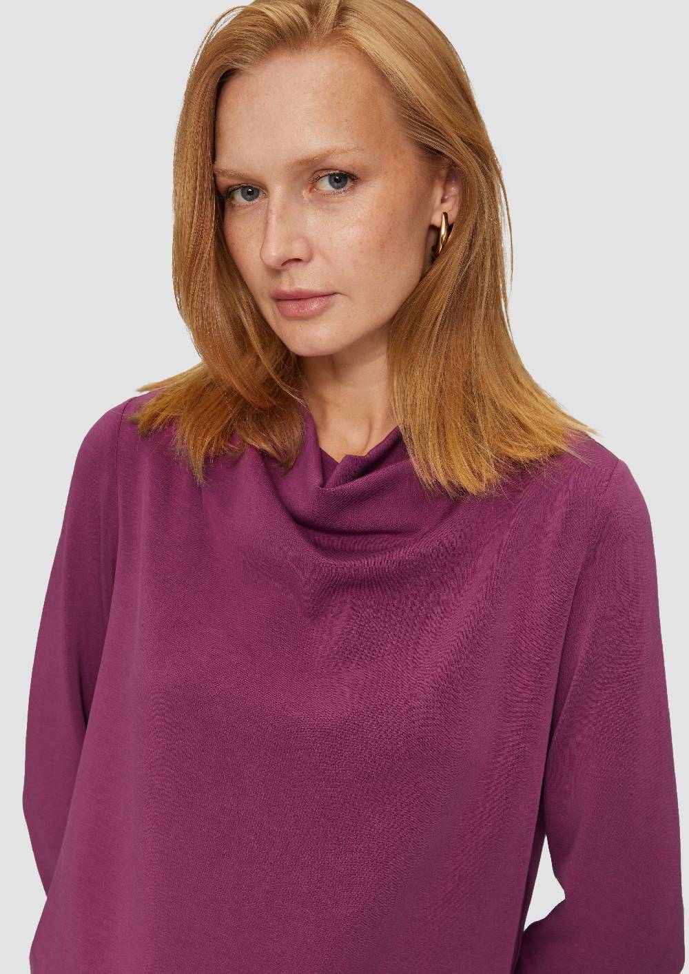 S.Oliver Fließendes Langarmshirt Mit Wasserfall-Kragen