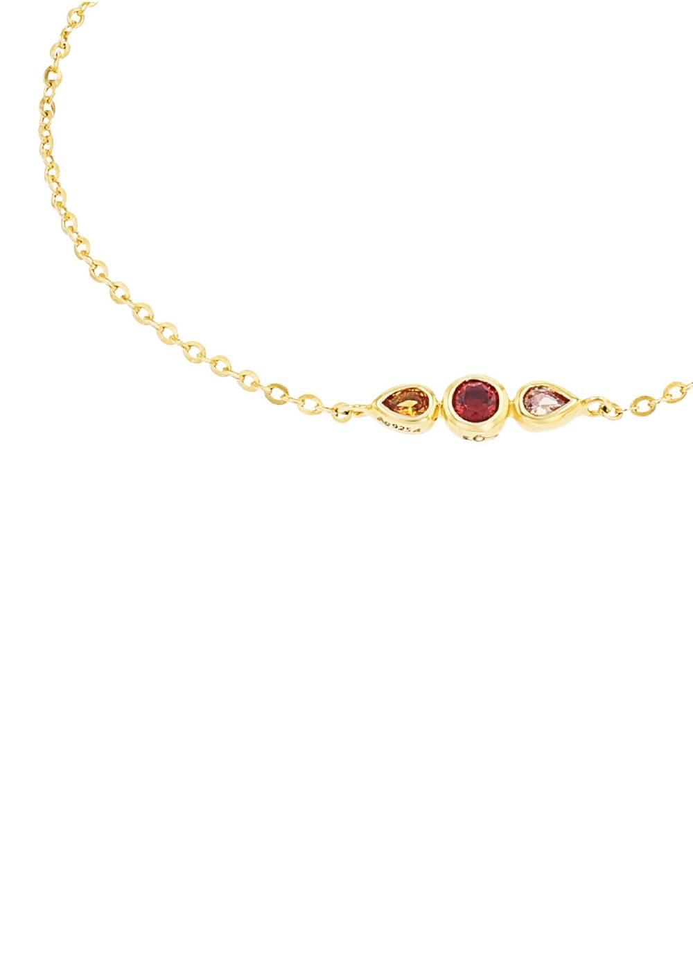 S.Oliver Gelbvergoldete Silber-Armkette Mit Zirkonia-Steinen