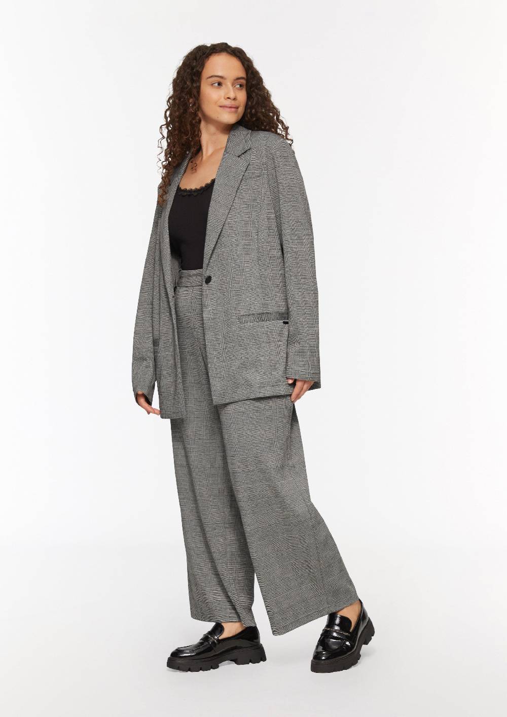 S.Oliver Gemusterte Wide-Leg-Hose Aus Interlock-Jersey