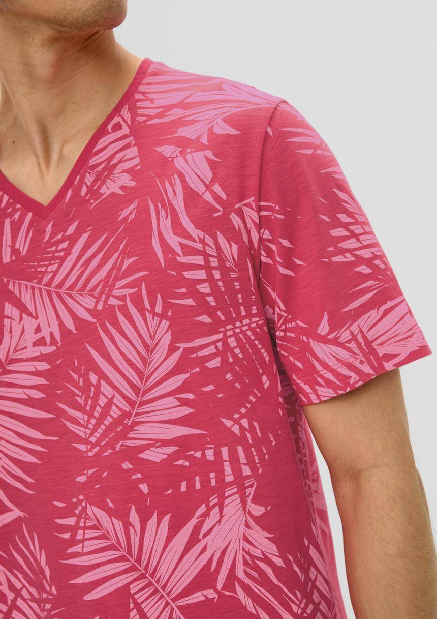 S.Oliver Gemustertes T-Shirt Mit Flammgarn-Struktur