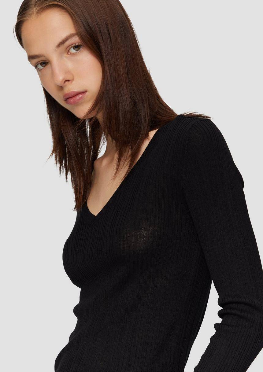 S.Oliver Gerippter Feinstrickpullover Aus Viskosemix