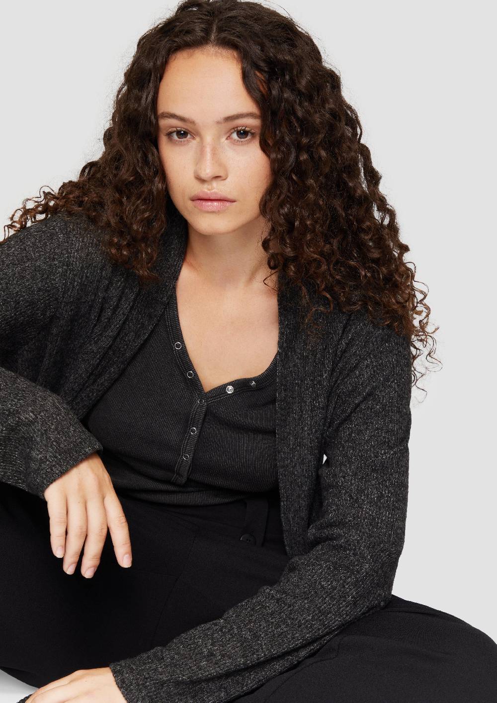 S.Oliver Gerippter Long-Cardigan In Melierter Optik