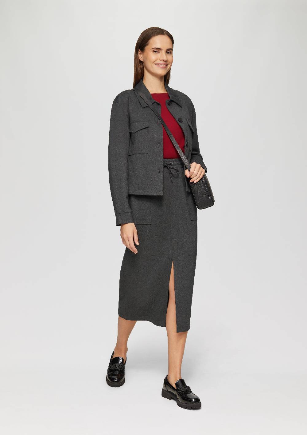 S.Oliver Geschlitzter Midi-Rock Aus Interlock-Jersey