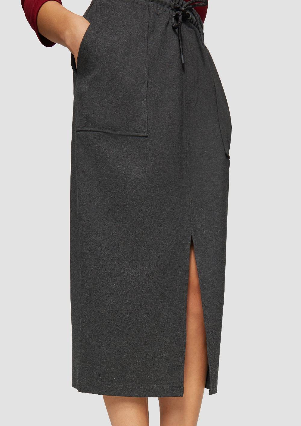 S.Oliver Geschlitzter Midi-Rock Aus Interlock-Jersey