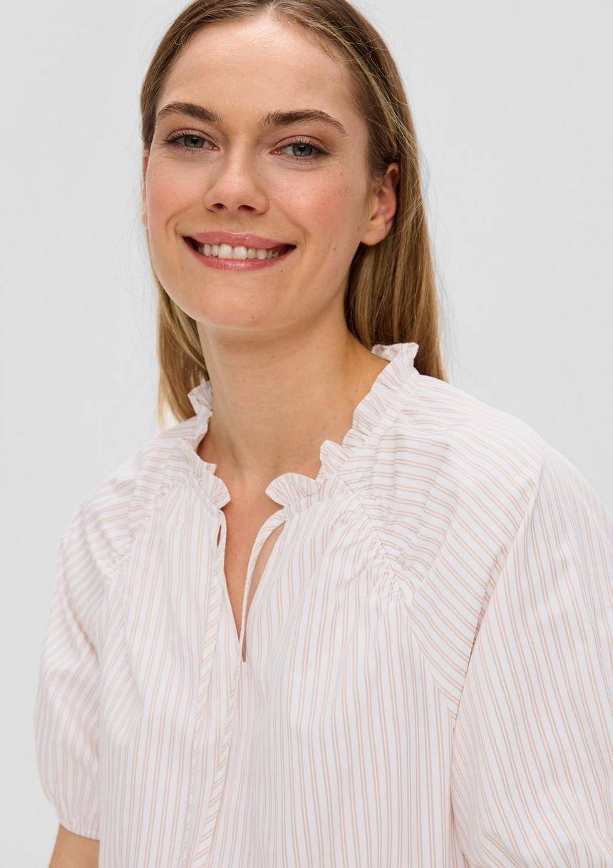 S.Oliver Gestreifte Relaxed-Fit-Bluse Mit Rüschendetails