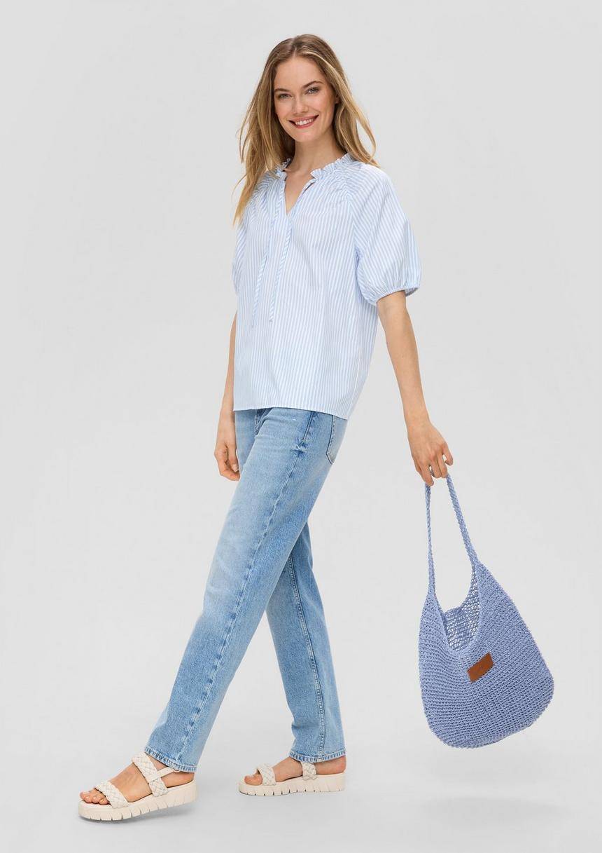 S.Oliver Gestreifte Relaxed-Fit-Bluse Mit Rüschendetails